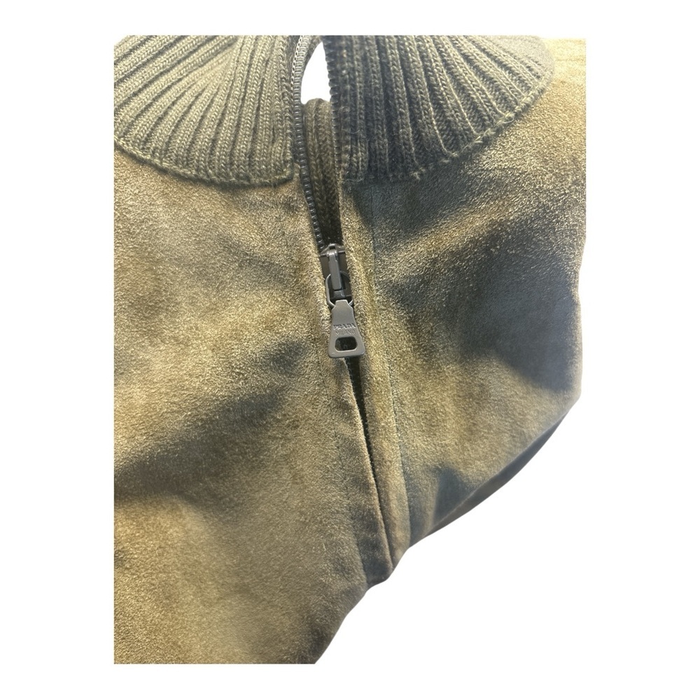 Prada Olive Green Suede & Wool Cashmere Zip Jacket Made in 🇮🇹 - Picture 6 of 12